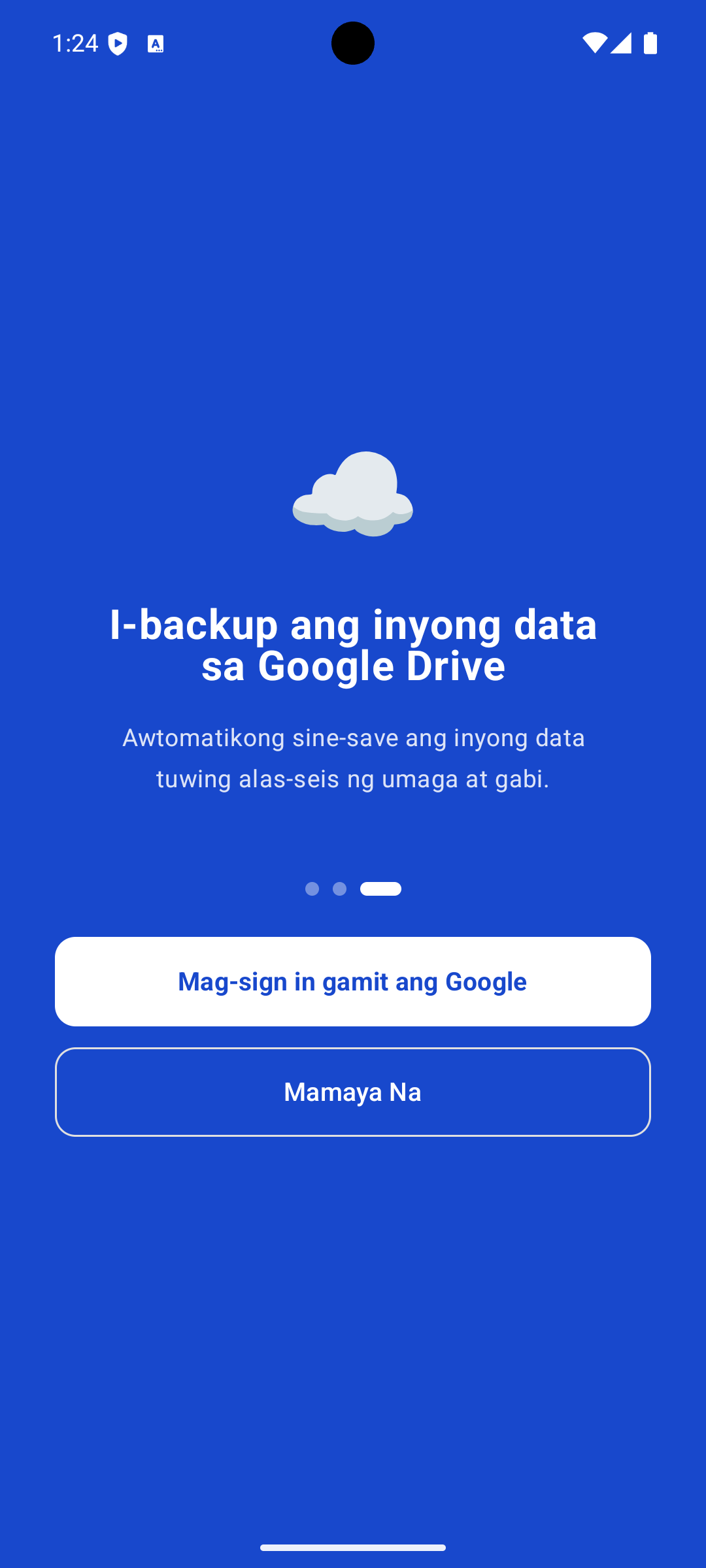 Kwentahan App — I-backup ang inyong data sa Google Drive screen