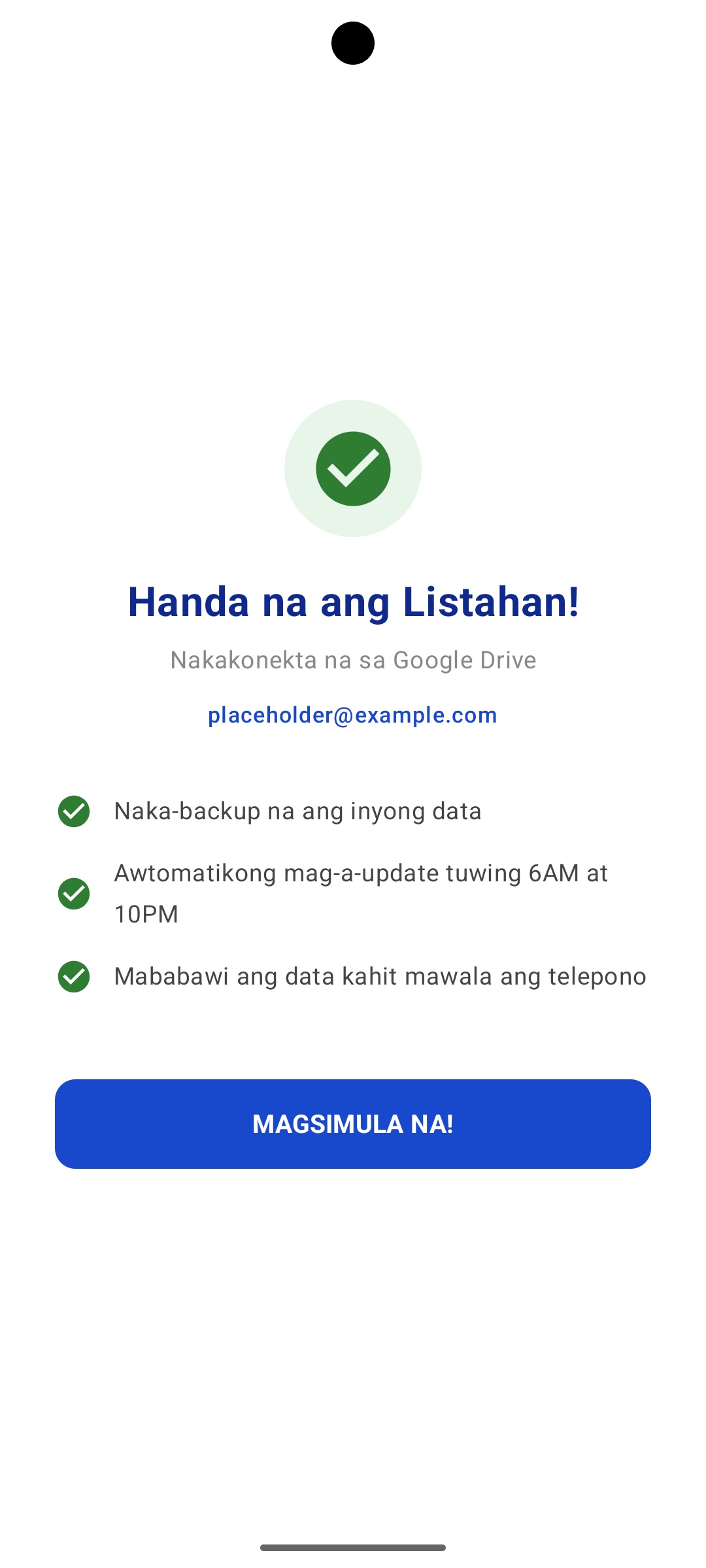 Kwentahan App — Handa na ang Kwentahan confirmation screen